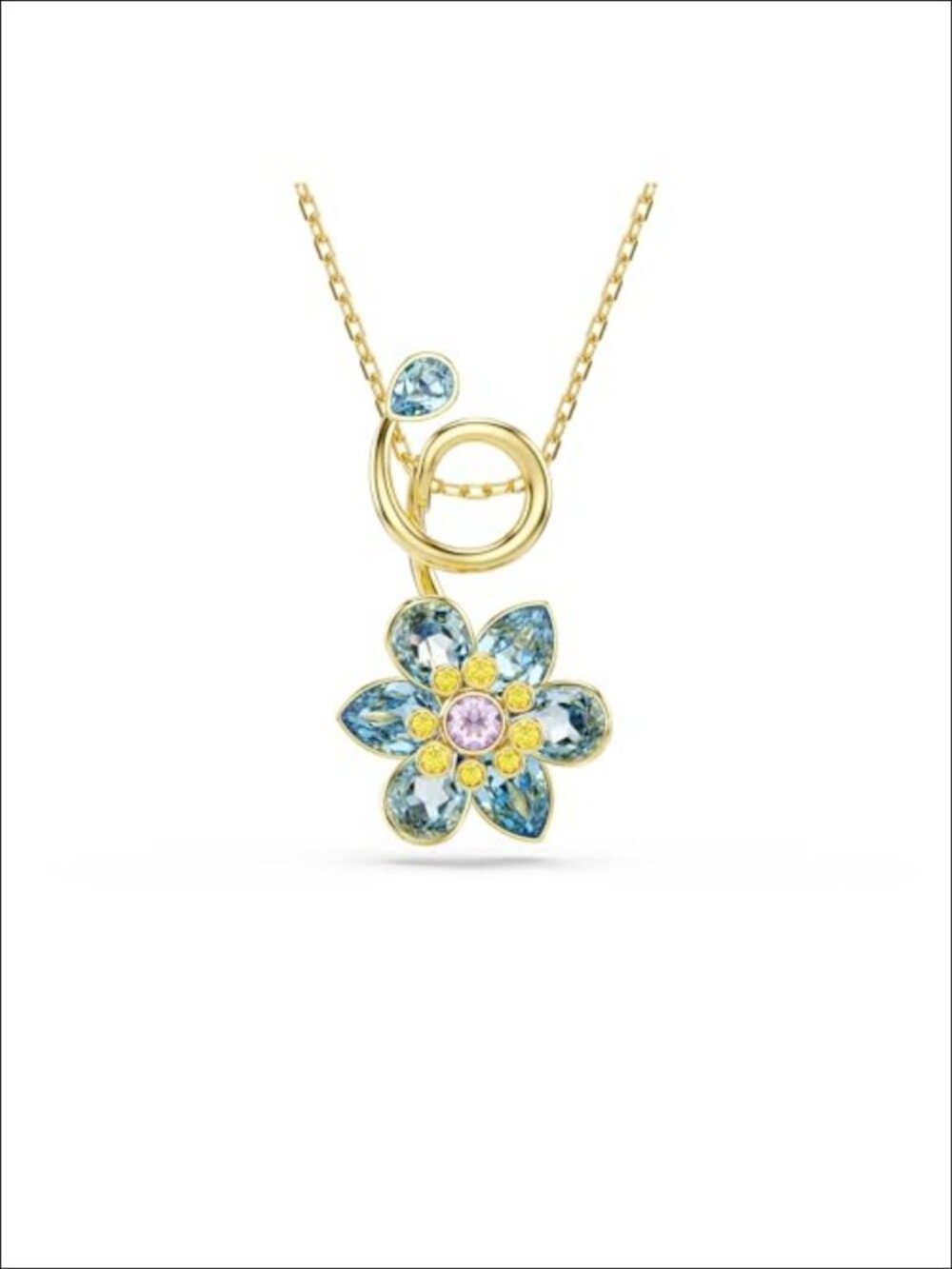 Swarovski Idyllia Crystal Flower Pendant Necklace 23K Gold Finish